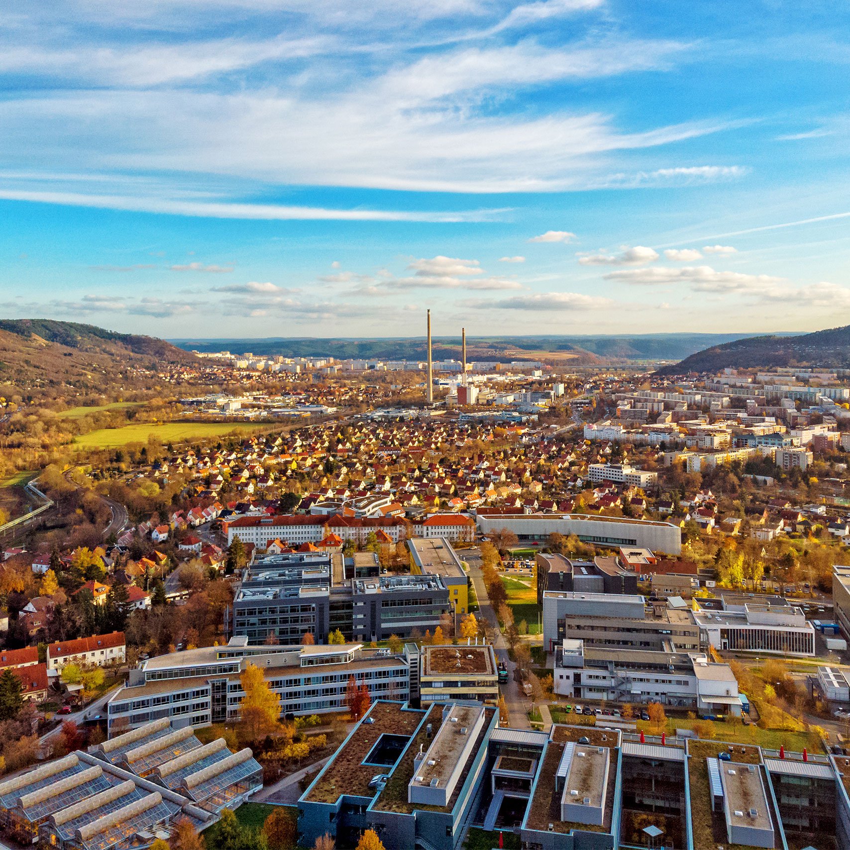Panoramaansicht Luftbildfotografie Stadt Jena