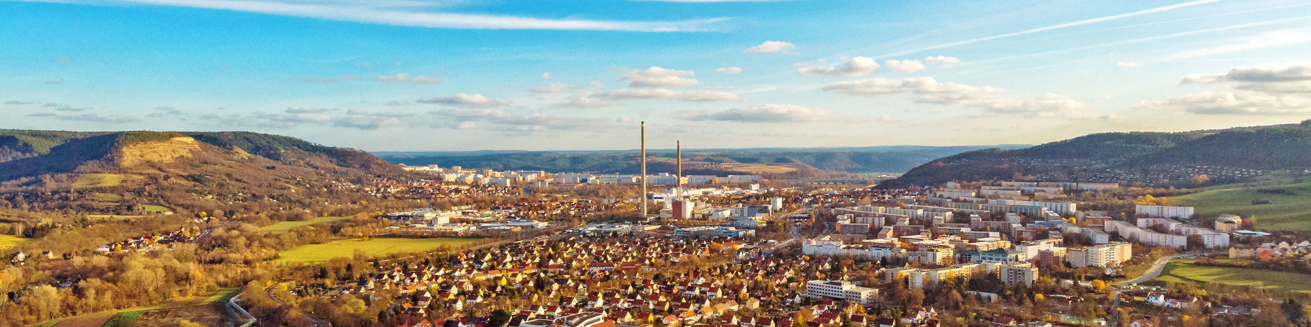 Panoramaansicht Luftbildfotografie Stadt Jena