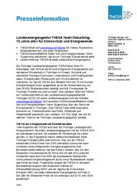 Presseinformation: Landesenergieagentur ThEGA feiert Geburtstag: 10 Jahre aktiv für Klimaschutz und Energiewende