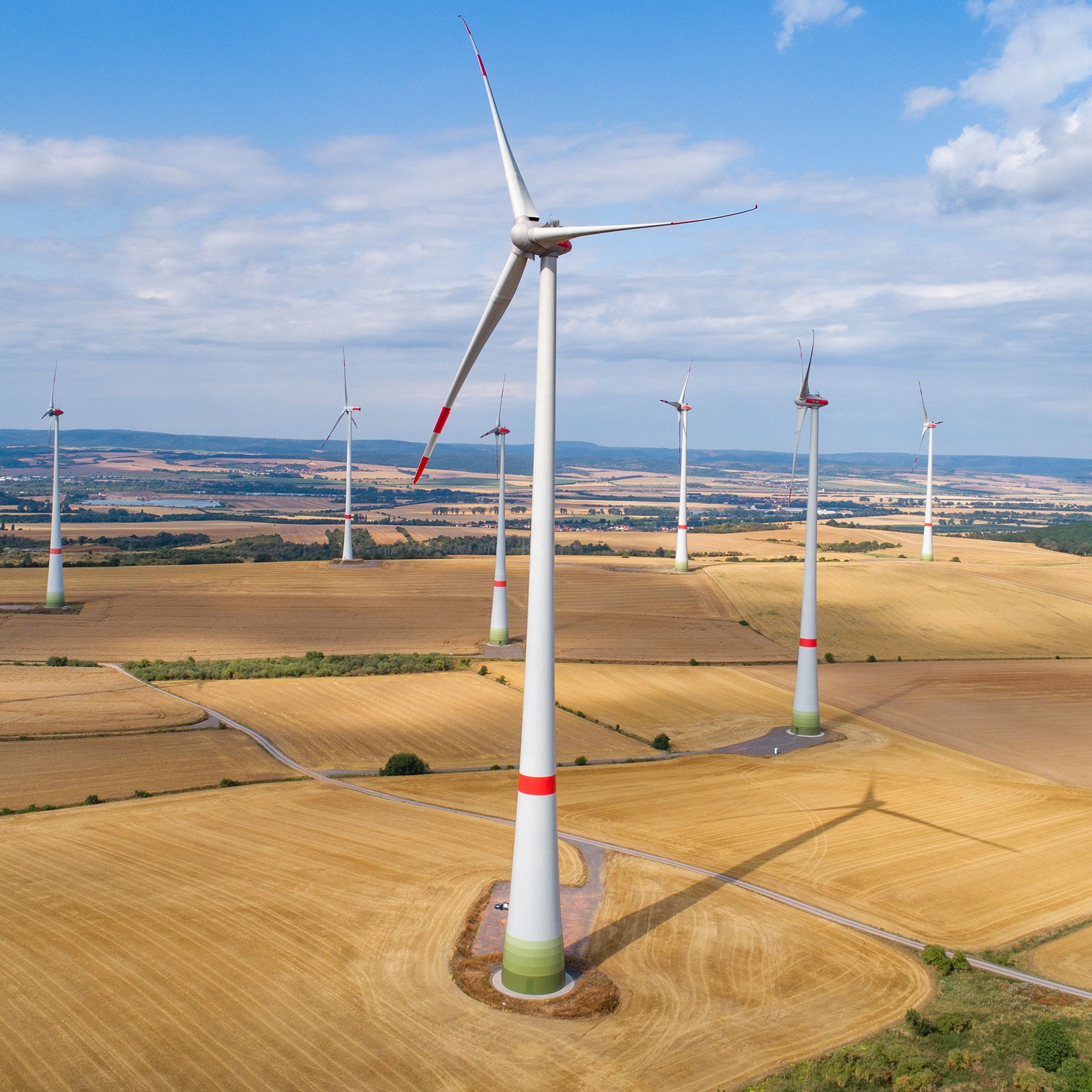 Blick auf Windpark Nentzelsrode aus der Luft