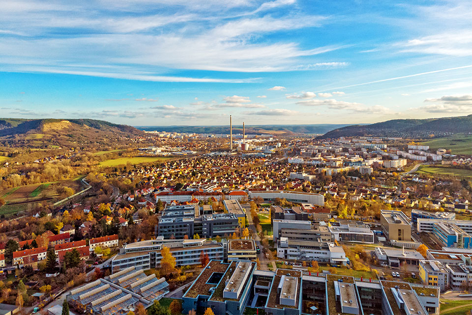 Panoramaansicht Luftbildfotografie Stadt Jena